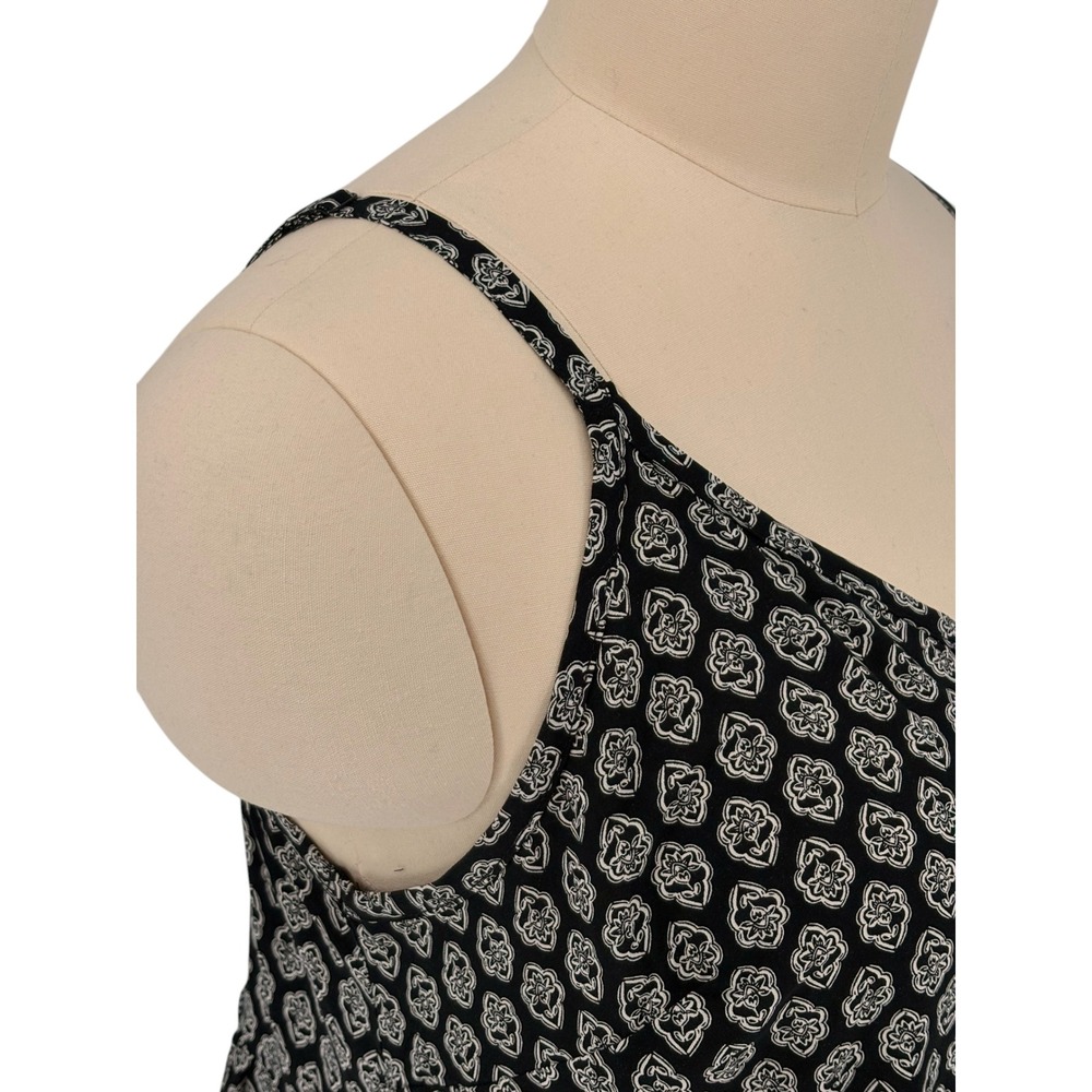 Torrid Peplum Camisole Black White Medallion Print Tiered Size 2 - Picture 4 of 8